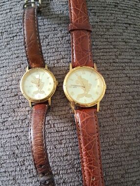 Disney Vintage Gold Face His And Hers Mickey Mouse Watches